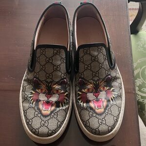 Gucci Tiger Print Slip Ons